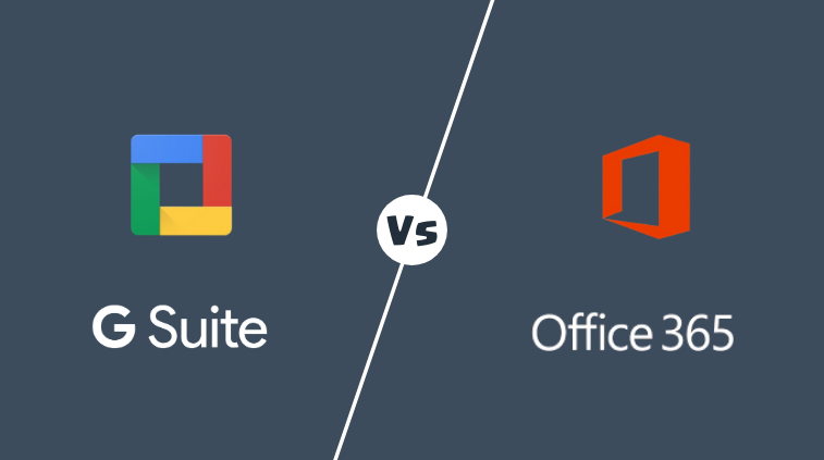 Website graphic showing GSuite vs Office 365.