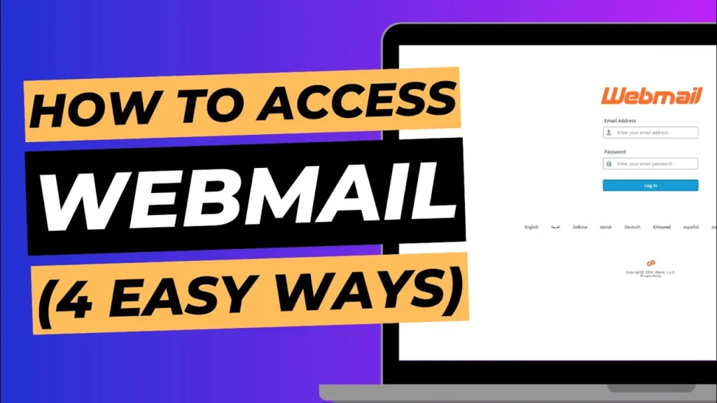 Thumbnail for YouTube with cPanel login page on laptop screen and title next to it reading "How to access Webmail".