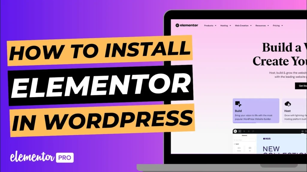 Blog cover image with laptop screen showing Elementor website, titled "How to Install Elementor in WordPress".