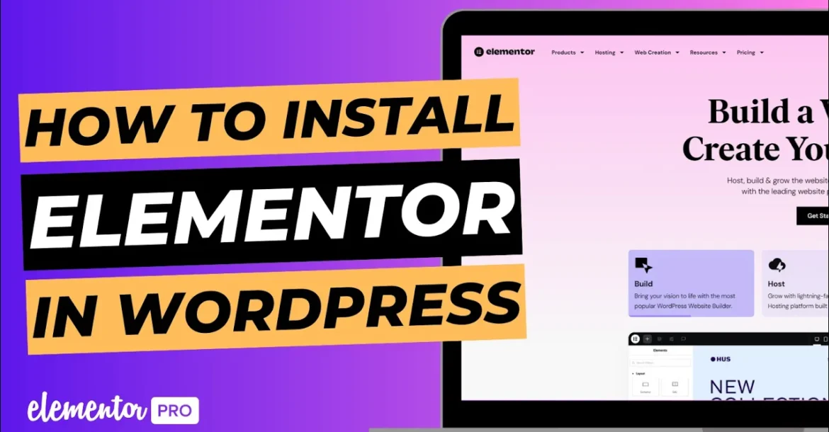 Blog cover image with laptop screen showing Elementor website, titled "How to Install Elementor in WordPress".