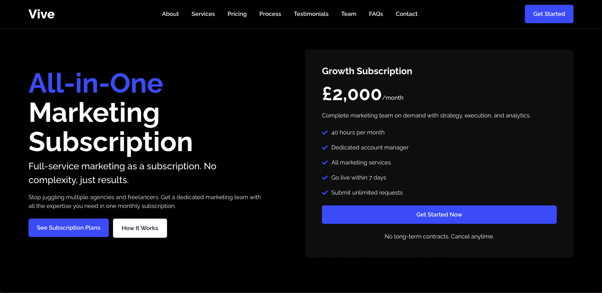 Screenshot of Vive website. A client of WebPower.